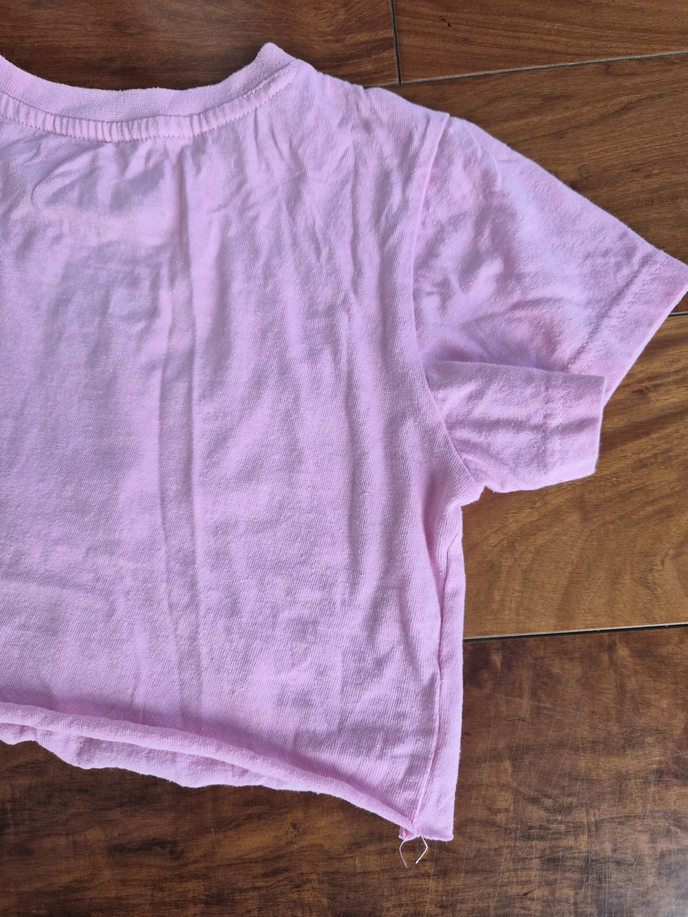 Barbie Pink Graphic Cropped Tee | Custom Raw Hem Top (Fits XS) - Picture 14 of 16